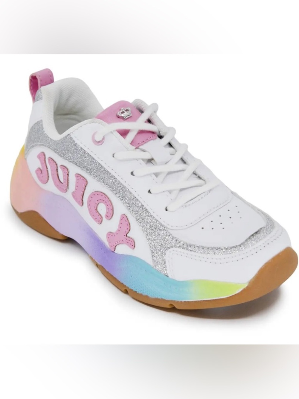 Juicy Couture Girls Beverly Blvd Glitter Trainers in White Rainbow NWT